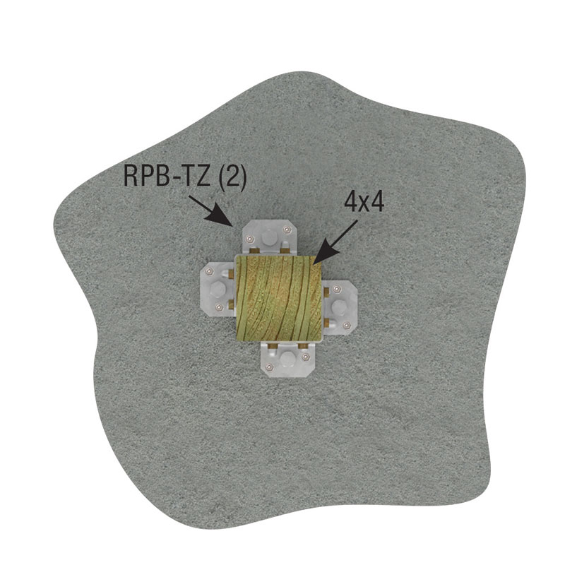 Double RPB-TZ concrete installation Min 2-1/2" from any concrete edge (Top view)